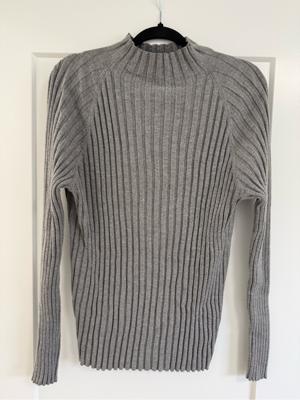Grey Ribbed Knit Sweater